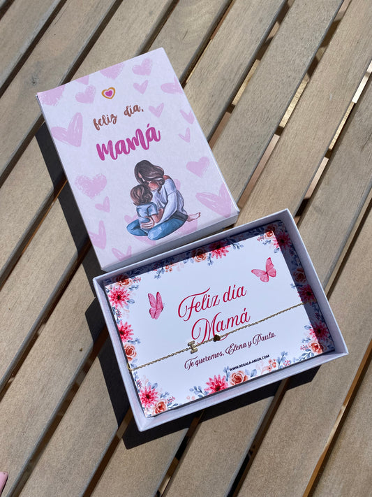 Caja dia de la madre con inicial y tarjeta personalizada