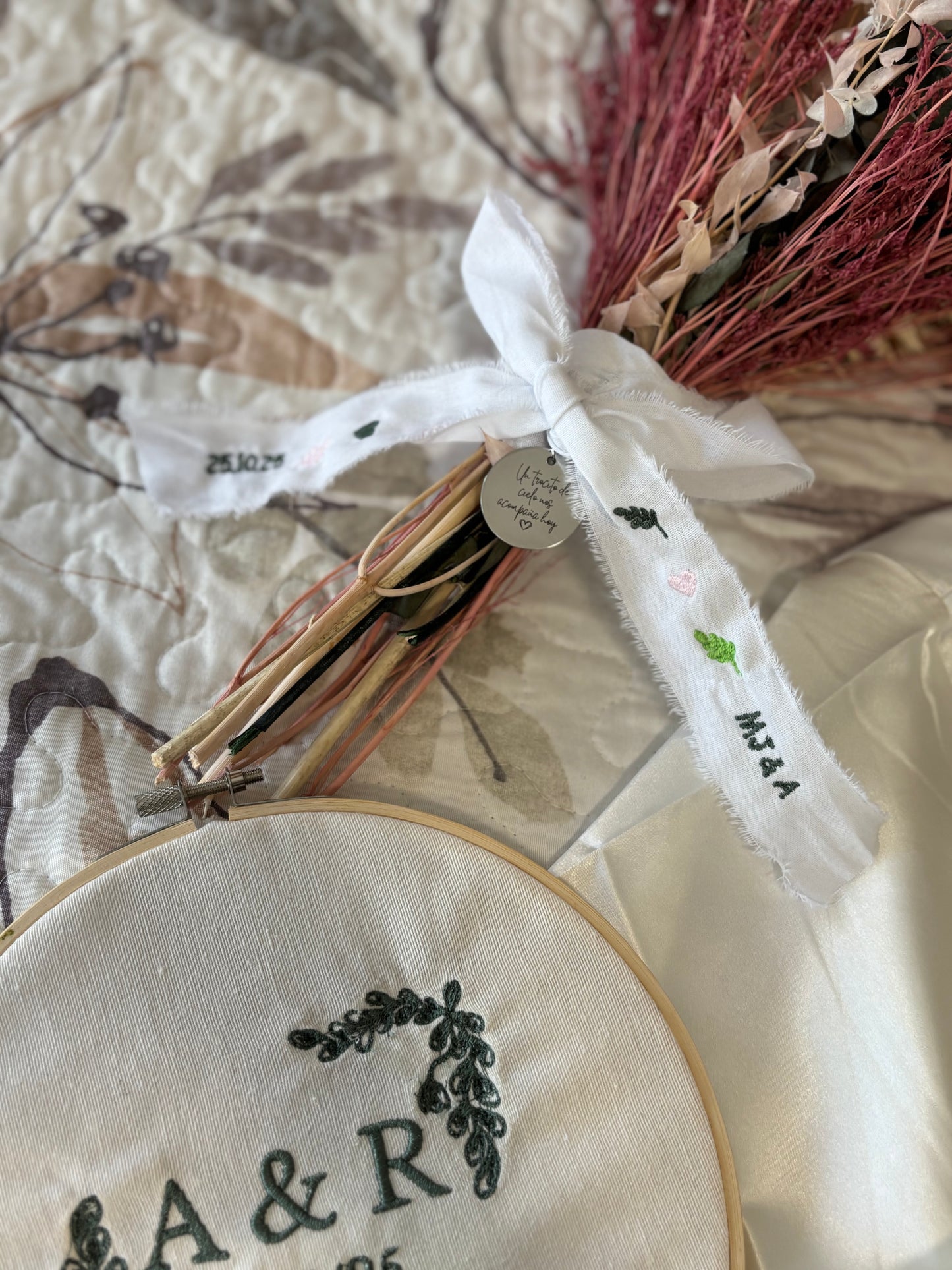 Pack Cinta de ramo bordada personalizada y medalla personalizada