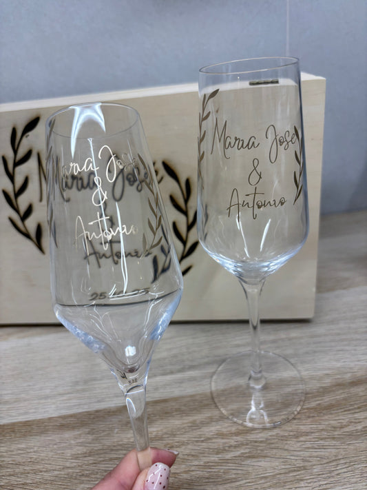 Copas de Novios Personalizadas + Caja “Novios”