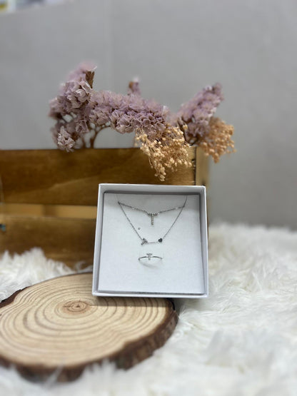 Conjunto collar, pulsera y anillo inicial