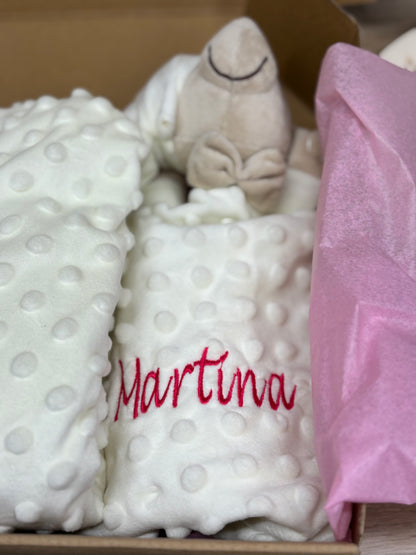 Pack bebe personalizado, manta doudou bordado y discos cumple mes