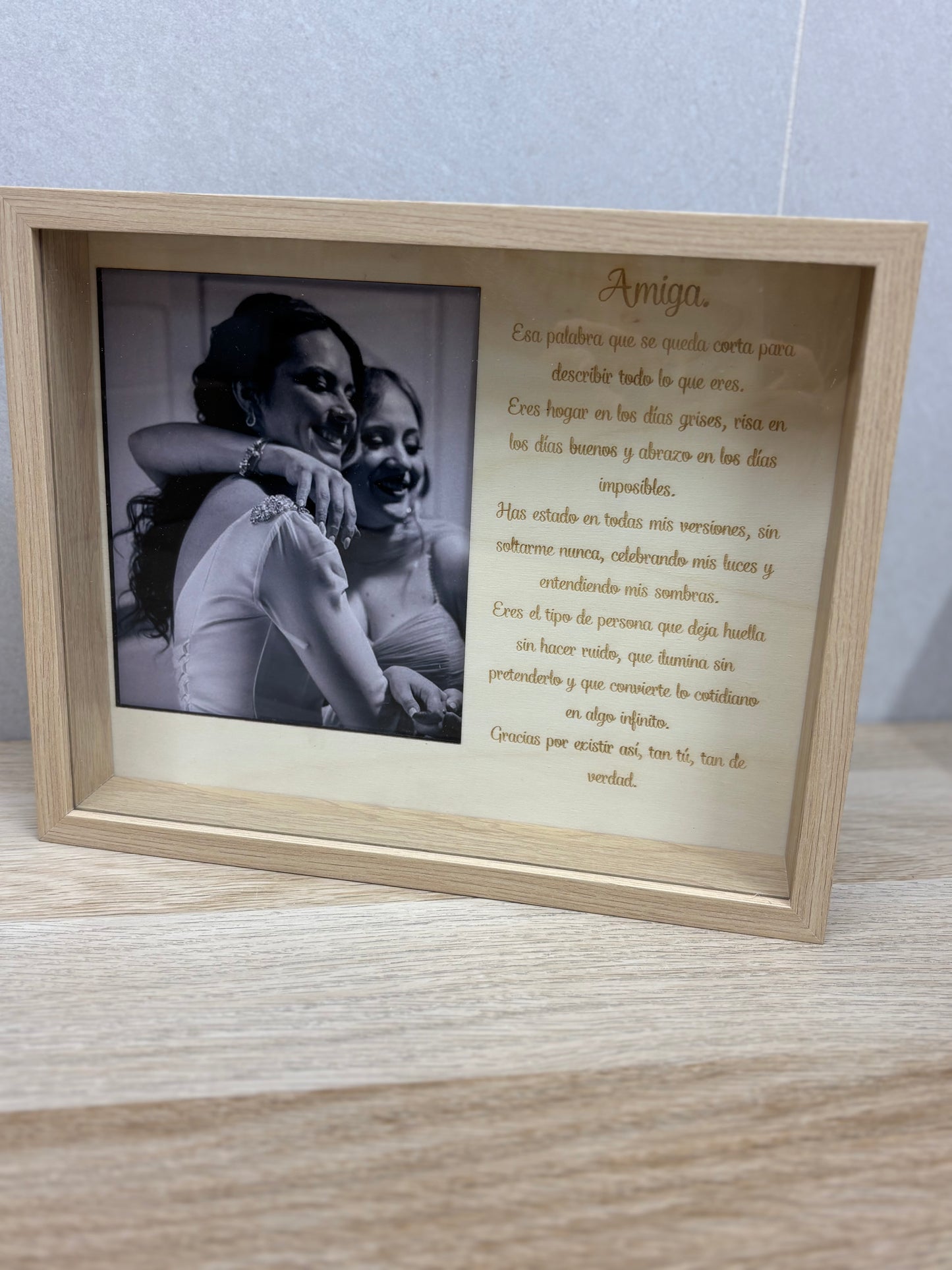 Cuadro foto con texto en madera personalizado