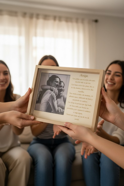 Cuadro foto con texto en madera personalizado