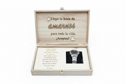 Caja para reloj novio con relieve personalizada