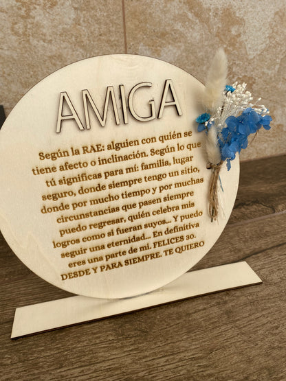 Placa dedicatoria amiga