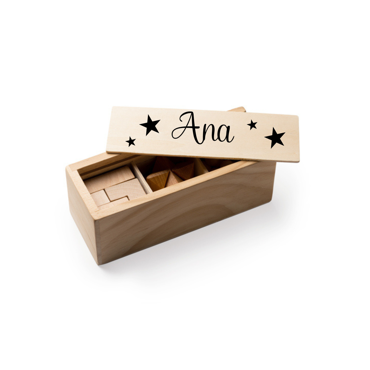 Set de 3 juegos de habilidad en madera natural personalizado