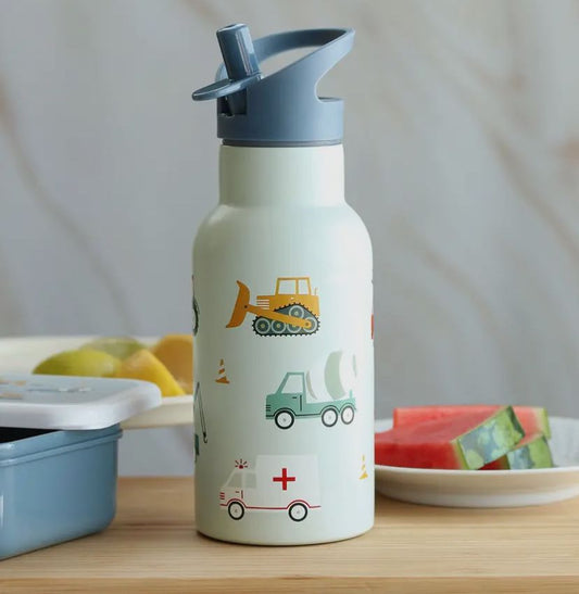 Botella de bebida/agua de acero inoxidable para niños: vehículos, coches