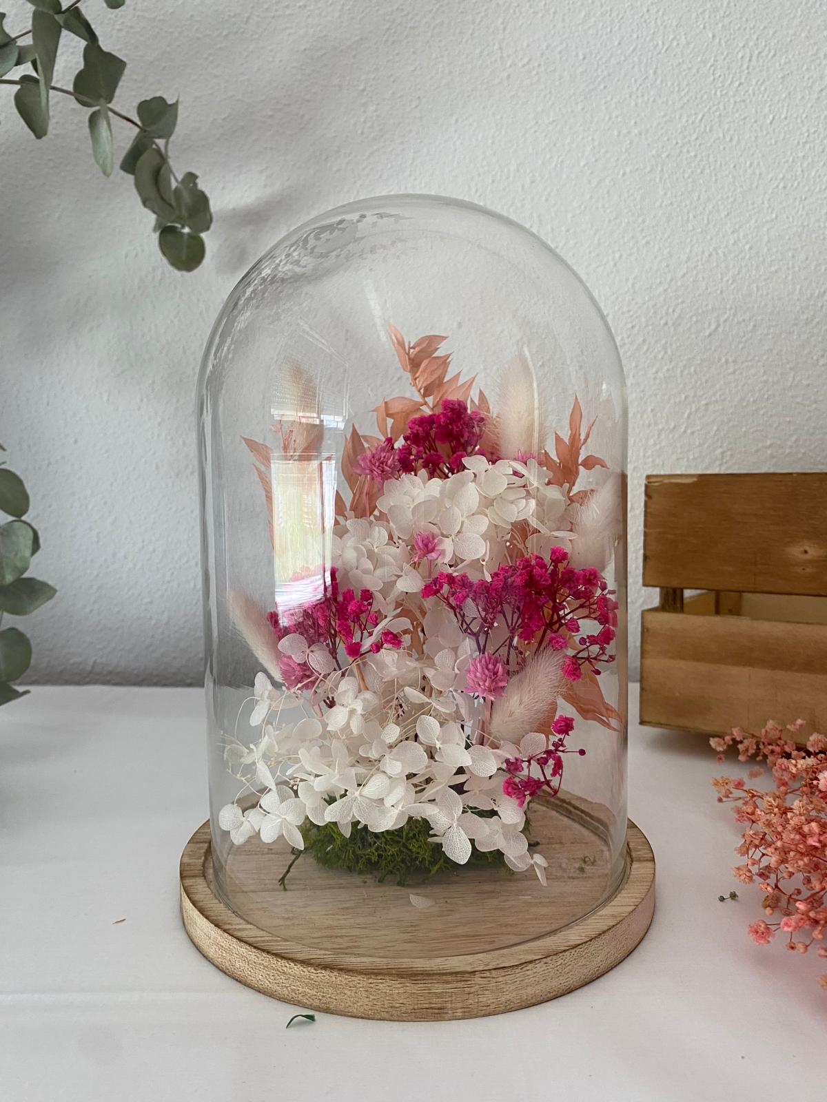 Cúpula de flor preservada personalizada | Regalo eterno