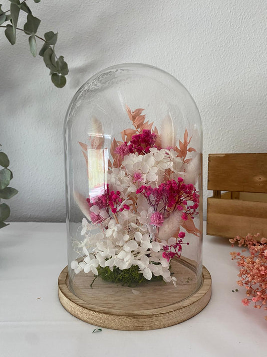 Cúpula de flor preservada personalizada | Regalo eterno