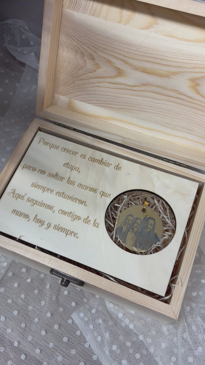 Caja para medalla con medalla con foto