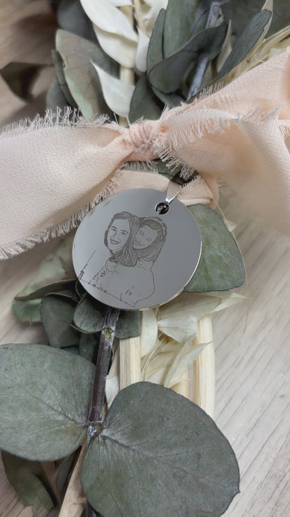 Medalla de ramo con foto – Recuerdo personalizado boda