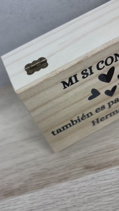 Regalo Boda Hermana – Caja Madera con Collar y Vela Personalizado