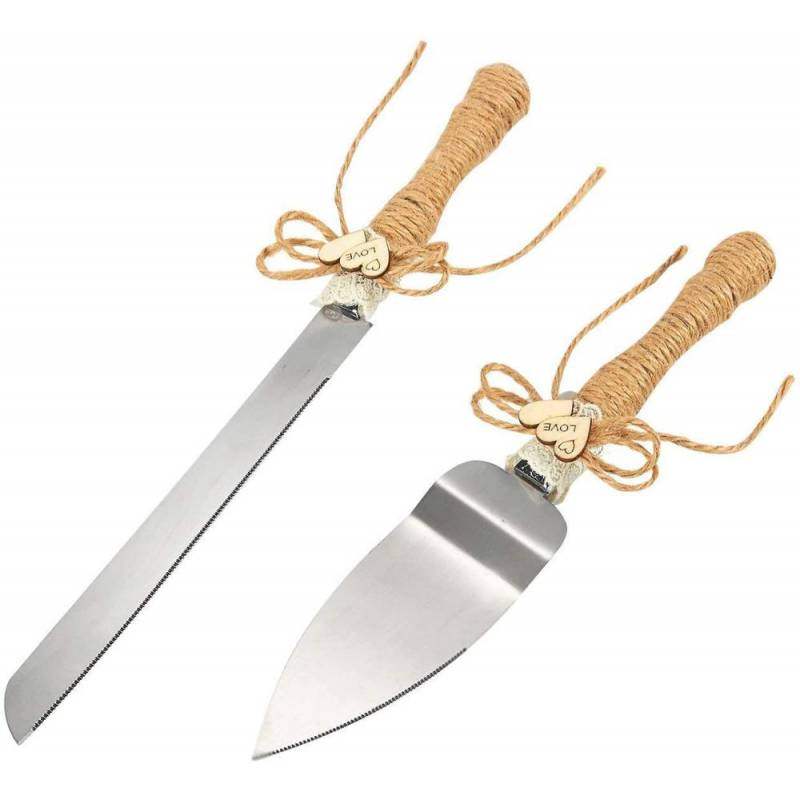 SET DE CUCHILLO Y PALA KRAFT BODA - REGALA AMOR